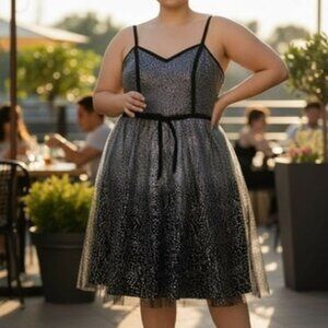 Modcloth Sparkling Black and Silver Dress